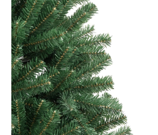 Árbol de Navidad artificial con bisagras y soporte verde 210 cm