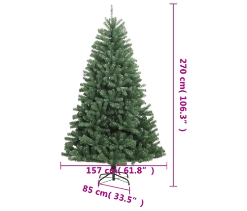 Árbol de Navidad artificial con bisagras y soporte verde 270 cm