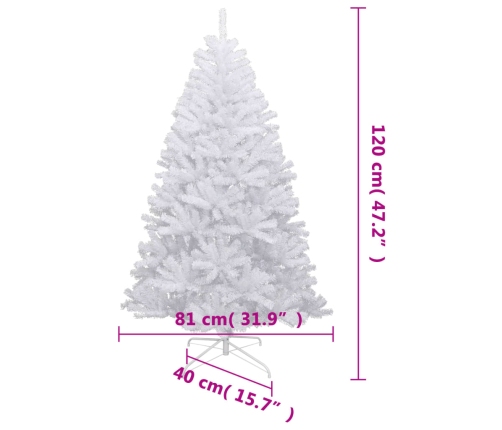 Árbol de Navidad artificial con bisagras y nieve flocada 120 cm