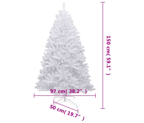 Árbol de Navidad artificial con bisagras y nieve flocada 150 cm