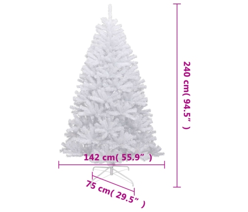 Árbol de Navidad artificial con bisagras y nieve flocada 240 cm