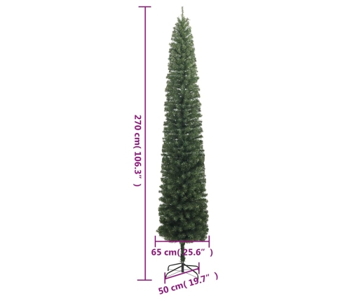 Árbol de Navidad estrecho con soporte PVC 270 cm