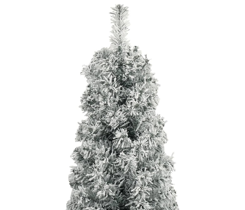 Árbol Navidad estrecho con soporte y nieve artificial PVC 270cm