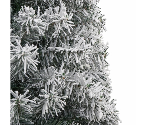 Árbol Navidad estrecho con soporte y nieve artificial PVC 270cm