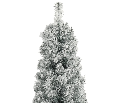 Árbol Navidad estrecho con soporte y nieve artificial PVC 300cm