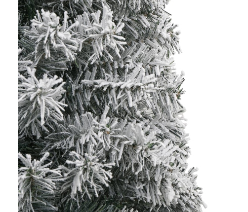 Árbol Navidad estrecho con soporte y nieve artificial PVC 300cm