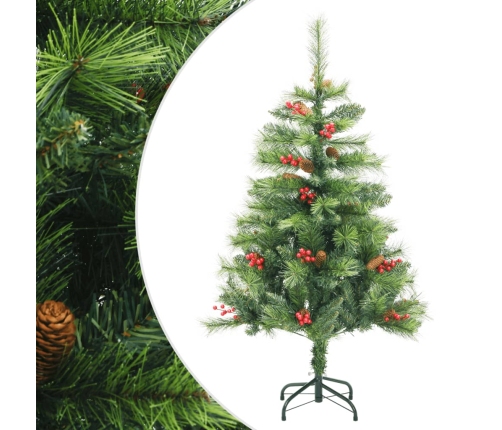 Árbol de Navidad artificial con piñas y bayas 120 cm