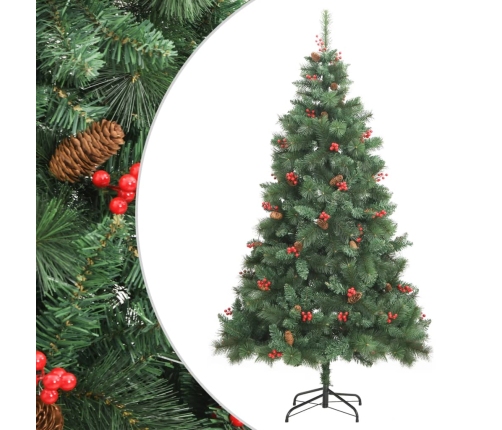 Árbol de Navidad artificial con piñas y bayas 180 cm