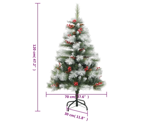 Árbol de Navidad artificial con piñas y bayas 120 cm