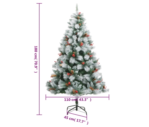 Árbol de Navidad artificial con piñas y bayas 180 cm