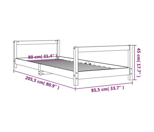 Estructura de cama para niños madera de pino negro 80x200 cm