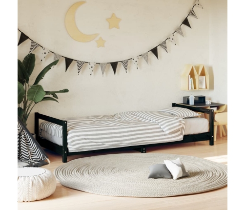 Estructura de cama para niños madera de pino negro 80x200 cm