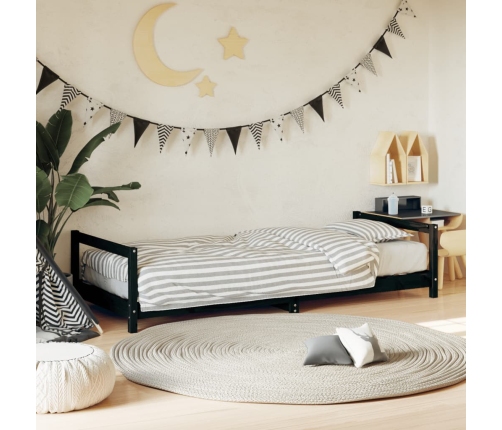 Estructura de cama para niños madera de pino negro 90x200 cm