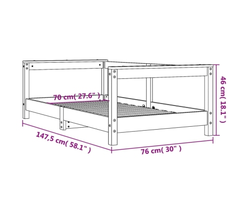 Estructura de cama para niños madera de pino blanco 70x140 cm