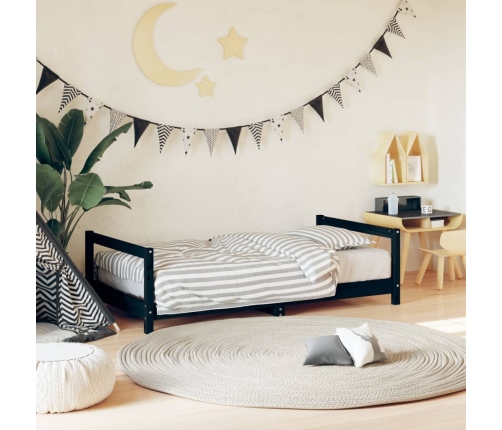 Estructura de cama para niños madera de pino negro 80x160 cm