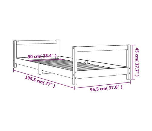 Estructura de cama para niños madera maciza de pino 90x190 cm