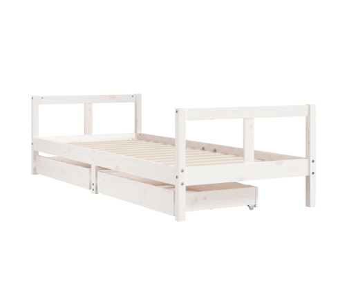 Estructura cama niños con cajones madera pino blanco 80x200 cm