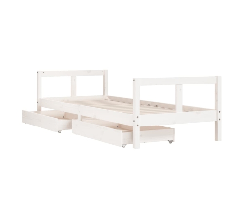 Estructura cama niños con cajones madera pino blanco 80x200 cm