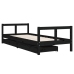 Estructura de cama niños con cajones madera pino negro 80x200cm