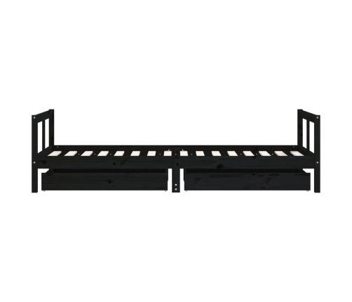 Estructura de cama niños con cajones madera pino negro 80x200cm