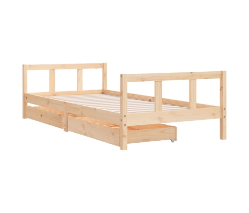 Estructura de cama para niños con cajones madera pino 90x200 cm