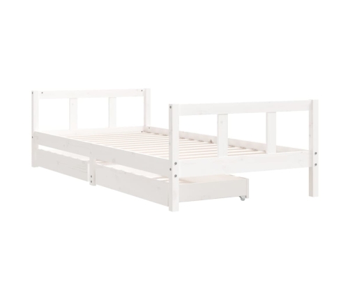 Estructura cama niños con cajones madera pino blanco 90x200 cm