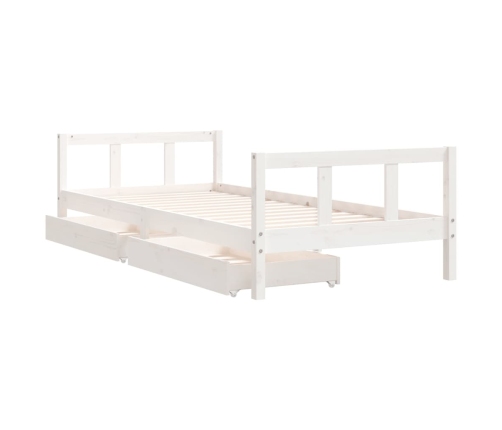 Estructura cama niños con cajones madera pino blanco 90x200 cm