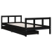 Estructura de cama niños con cajones madera pino negro 90x200cm