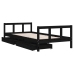 Estructura de cama niños con cajones madera pino negro 90x200cm