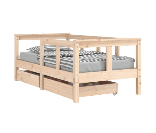 Estructura de cama para niños con cajones madera pino 70x140 cm