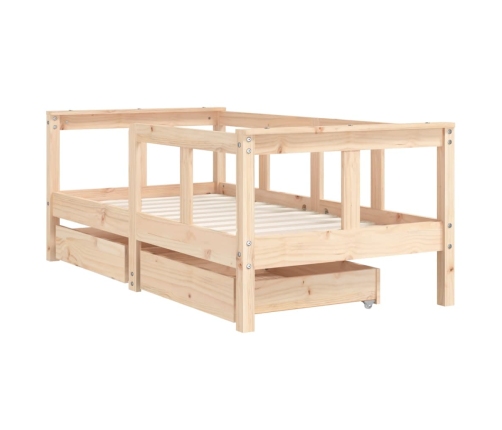 Estructura de cama para niños con cajones madera pino 70x140 cm