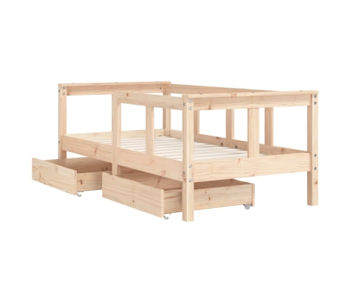 Estructura de cama para niños con cajones madera pino 70x140 cm