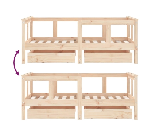 Estructura de cama para niños con cajones madera pino 70x140 cm