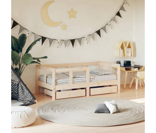 Estructura de cama para niños con cajones madera pino 70x140 cm