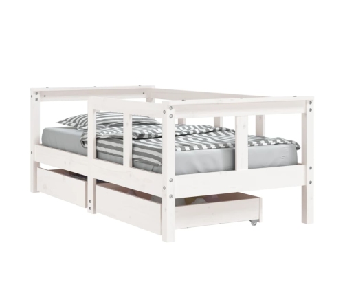 Estructura cama niños con cajones madera pino blanco 70x140 cm