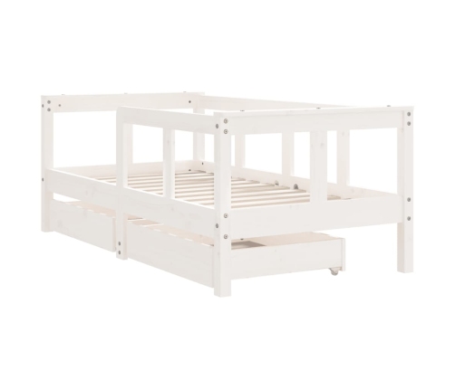 Estructura cama niños con cajones madera pino blanco 70x140 cm