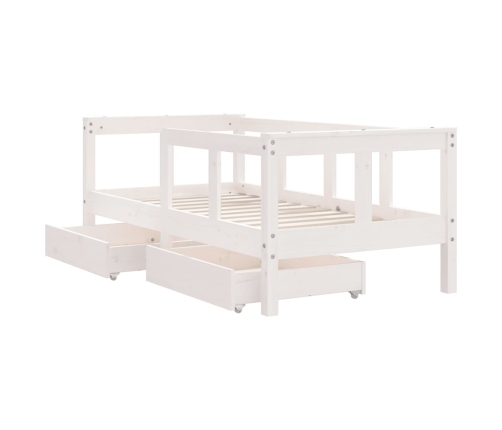 Estructura cama niños con cajones madera pino blanco 70x140 cm