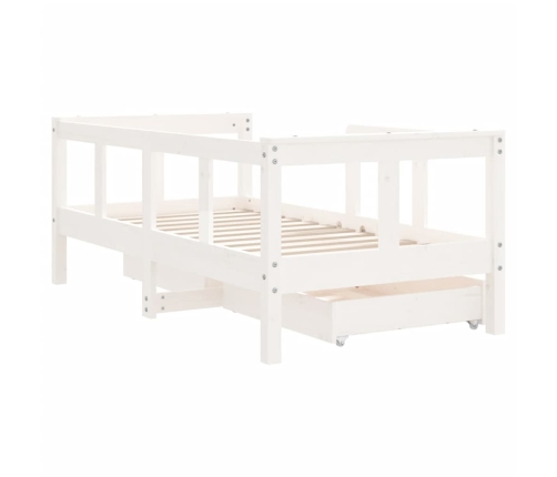 Estructura cama niños con cajones madera pino blanco 70x140 cm