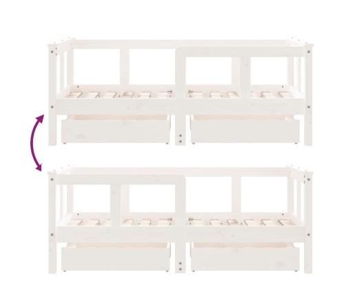 Estructura cama niños con cajones madera pino blanco 70x140 cm