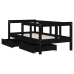 Estructura de cama niños con cajones madera pino negro 70x140cm