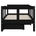 Estructura de cama niños con cajones madera pino negro 70x140cm