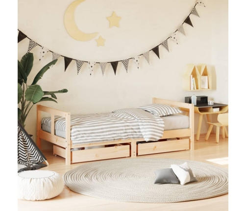 Estructura de cama infantil con cajones madera de pino 80x160cm