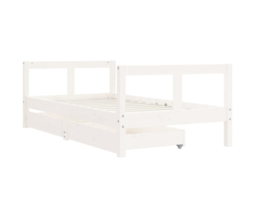 Estructura cama infantil y cajones madera pino blanco 80x160 cm