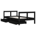 Estructura cama infantil y cajones madera pino negro 80x160 cm