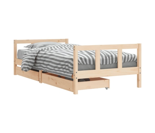 Estructura de cama infantil con cajones madera pino 90x190 cm