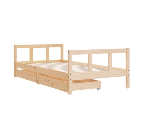 Estructura de cama infantil con cajones madera pino 90x190 cm