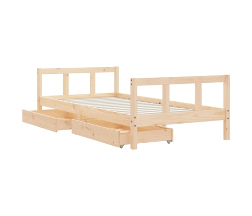 Estructura de cama infantil con cajones madera pino 90x190 cm