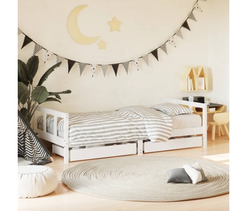 Estructura de cama infantil con cajones madera blanco 90x190 cm