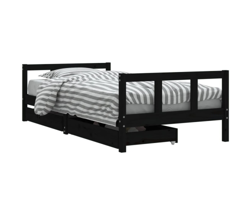 Estructura de cama infantil con cajones madera negro 90x190 cm