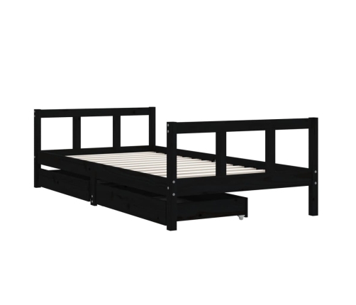 Estructura de cama infantil con cajones madera negro 90x190 cm